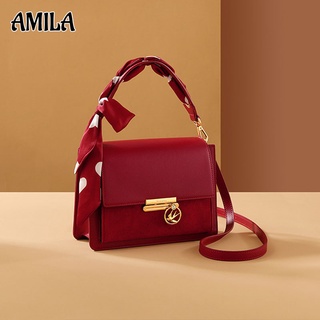 AMILA ใหม่ กระเป๋าสะพายไหล่ สีแดง หรูหรา สําหรับผู้หญิง เจ้าสาว งานแต่งงาน