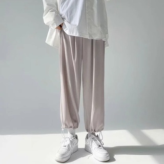 【เสื้อผ้า DM】กางเกง Drawstring ฤดูร้อนเทรนด์บางเกาหลีลำลอง Jogger Slacks กีฬาแห้งเร็วกางเกงขากว้าง S-3XL