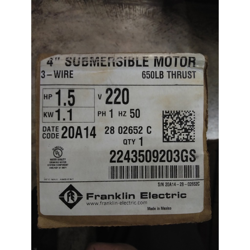 เฉพาะมอเตอร์-มอเตอร์ปั๊มซับเมอร์ส-franklin-1-5-hp-single-phase-220-v-แท้100-ส่งฟรี