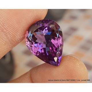 พลอย อเมทิส { Amethyst } 18.52 ct. พลอยดิบธรรมชาติ ***#อัญมณีประจำราศีกุมภ์ -ขนาด 14.4 x 18.9 x 12.1 mm. พลอยแท้100%