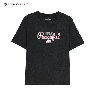 ผ้าฝ้าย 100%GIORDANO เสื้อยืดผู้หญิง Womens Boyfreind Printed Tee 05392210S-3XL