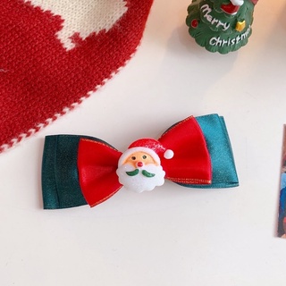Christmas hair clips 🎅🏻✨ กิ๊บติดผมคริสต์มาสคิ้วท์ๆ ดีเทลเป็นโบว์สีแดงเขียวติดซานต้าน่ารักๆ พร้อมส่งค่า