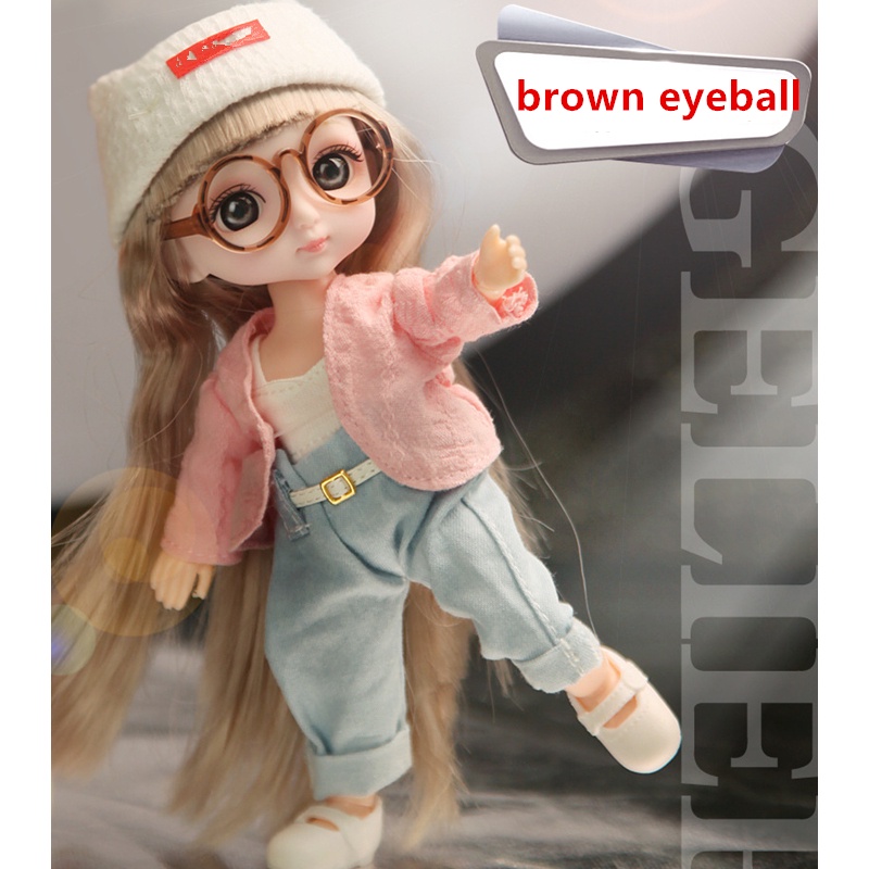 ภาพสินค้าตุ๊กตา Bjd ข้อต่อขยับได้ ขนาด 16 ซม. 13 ข้อต่อ คุณภาพสูง พร้อมเสื้อผ้า และแว่นตา ของเล่นสําหรับเด็กผู้หญิง จากร้าน hahahaha.th บน Shopee ภาพที่ 1
