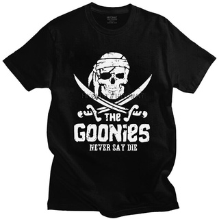 เสื้อยืดวินเทจเสื้อยืดแขนสั้น พิมพ์ลายกราฟฟิคโจรสลัด The Goonies Skull Pirates สไตล์สตรีท สําหรับผู้ชายS-5XL