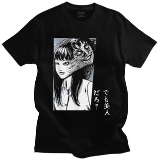 เสื้อยืดผ้าฝ้ายพิมพ์ลาย เสื้อยืดแขนสั้น ผ้าฝ้าย พิมพ์ลาย Tomie Junji Ito Horror Manga Uzumaki Evangelion Akira Shintaro