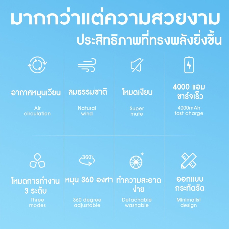 พัดลมตั้งโต๊ะ-8นิ้วแบบพกพา-พัดลม3in1-พัดลมปรับได้