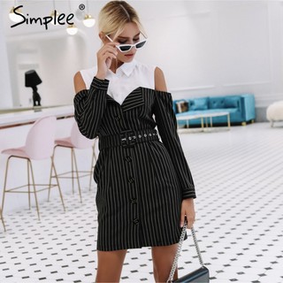 ‼️SALE‼️พร้อมส่ง Simplee Elegant Working Stripe 2pcs Blazer Dress