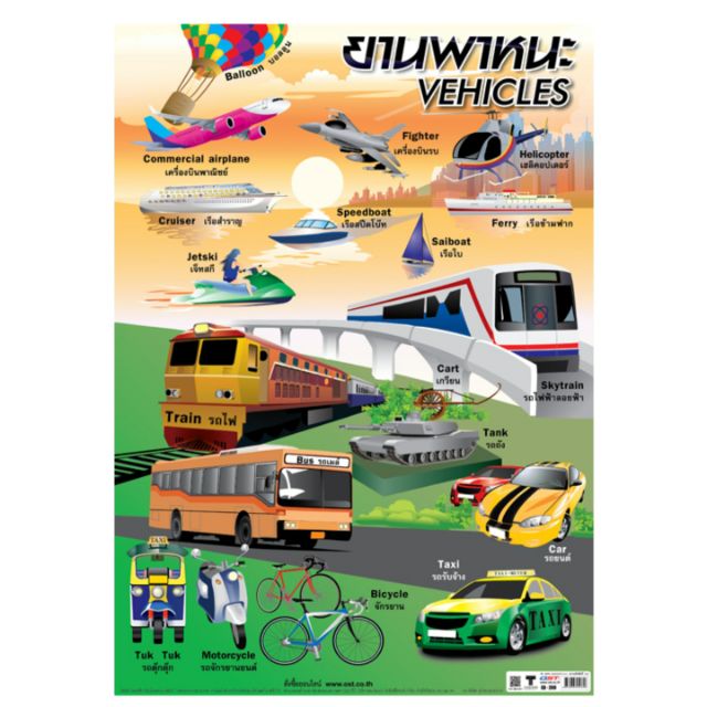 ยานพาหนะ-vehcles-2-ภาษา-eq-269-โปสเตอร์กระดาษ-หุ้มพลาสติก