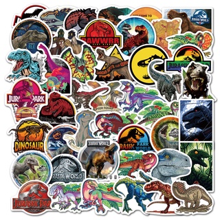 สติกเกอร์ Pvc กันน้ํา ลายไดโนเสาร์ Jurassic Park สไตล์คลาสสิก มี 50 ชิ้น