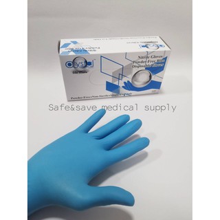 ภาพขนาดย่อของภาพหน้าปกสินค้าNitrile Glove ถุงมือไนไตร ไม่มีแป้ง สีฟ้า ยี่ห้อ Crystal​ Plus จากร้าน safeandsave26 บน Shopee