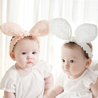 ที่คาดผมหูกระต่ายยืดหยุ่นสีขาวสีชมพูน่ารักสําหรับเด็ก
