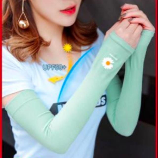 ภาพสินค้าปลอกแขนสีพาสเทล ปลอกแขนกันแดดจากเกาหลีลายดอกไม้ Sunshine ดอกทานตะวัน ดอกเดซี่ Daisy ฮิตมากกันแดดกันUV จากร้าน dodosportshub บน Shopee ภาพที่ 6
