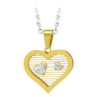 555jewelry จี้รูปหัวใจ ประดับด้วย CZ รุ่น MNC-P159-B (White/Yellow Gold) (P-5)