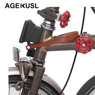 AGEKUSL กระเป๋าใส่สายรัดเทปหนังปลดเร็วสำหรับจักรยานพับ จักรยาน