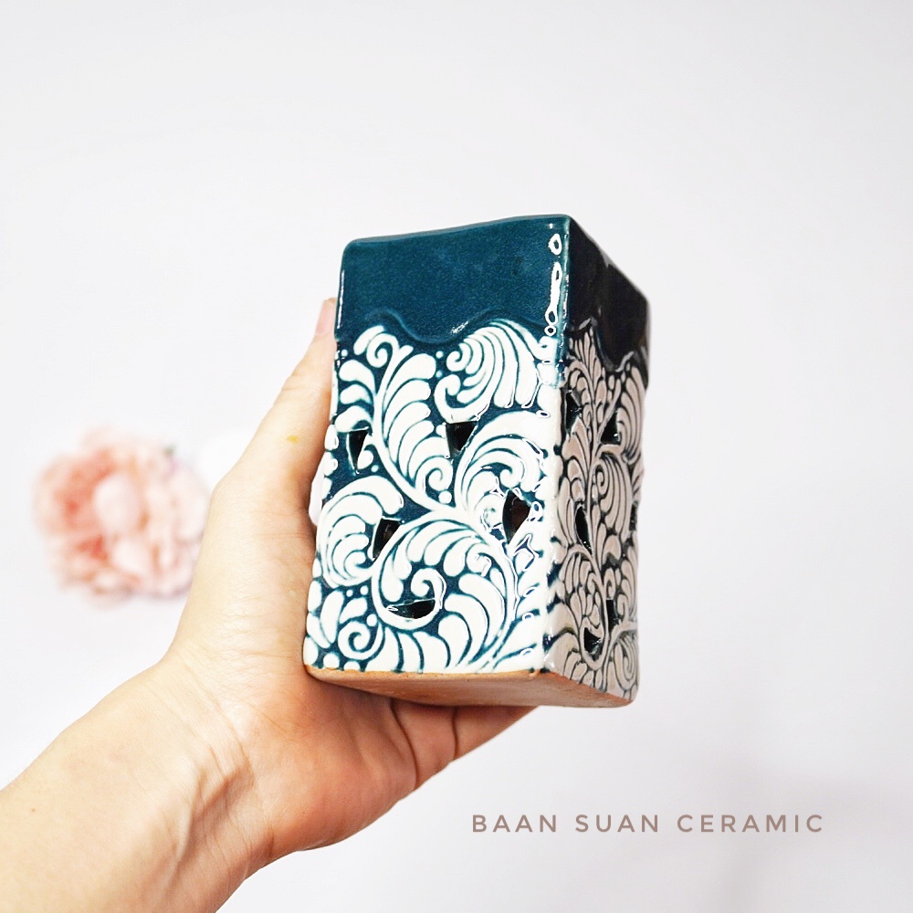 baansuan-ceramic-เตาน้ำมันหอมระเหย-ทรงสี่เหลี่ยมทรงสูง-วัสดุเซรามิก-ขนาด-6x10-5-cm