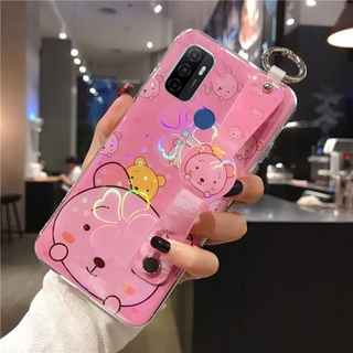 เคสโทรศัพท์ VIVO Y20 Y31 2021Phone Case with Wristband Holder Silicone Phone Casing TPU Cute Cartoon Bear  Back Cover เคส VIVOY20 VIVOY31