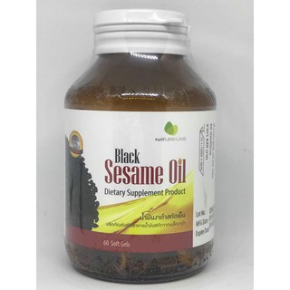 TT Nature Line Black Sesame Oil เนเจอร์ ไลน์ น้ำมันงาดำสกัดเย็น 60เม็ด 1000 มก
