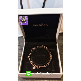 (ของแท้ ช้อปไทย 6,800฿) PANDORA Rose Gold รุ่น Link Chain & S tones Bracelet