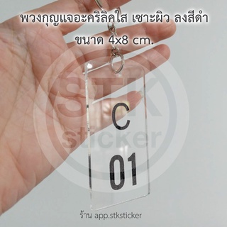 พวงกุญแจห้องพัก พวงกุญแจตัวเลข ลงสีดำ 4x8 cm.