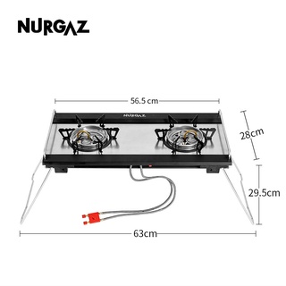 Nurgaz เตาดับเบิลคู่เตาหม้อหุงทอด  ขาตั้งสําหรับทําอาหารกลางแจ้ง