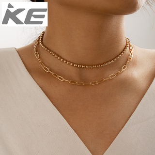 Jewelry Hollow thick chain necklace 2 layers Simple multi-clavicle chain for girls for women l