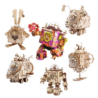 Robotime Steam Punk Music Box DIY Miniauture Wooden Puzzles Model Toys