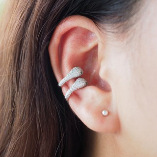 [Silver 925] ต่างหูเกี่ยวใบหู ต่างหูงู CZ Snake ear cuff ราคาต่อ 1 ชิ้น เงินแท้ชุบโรเดียม