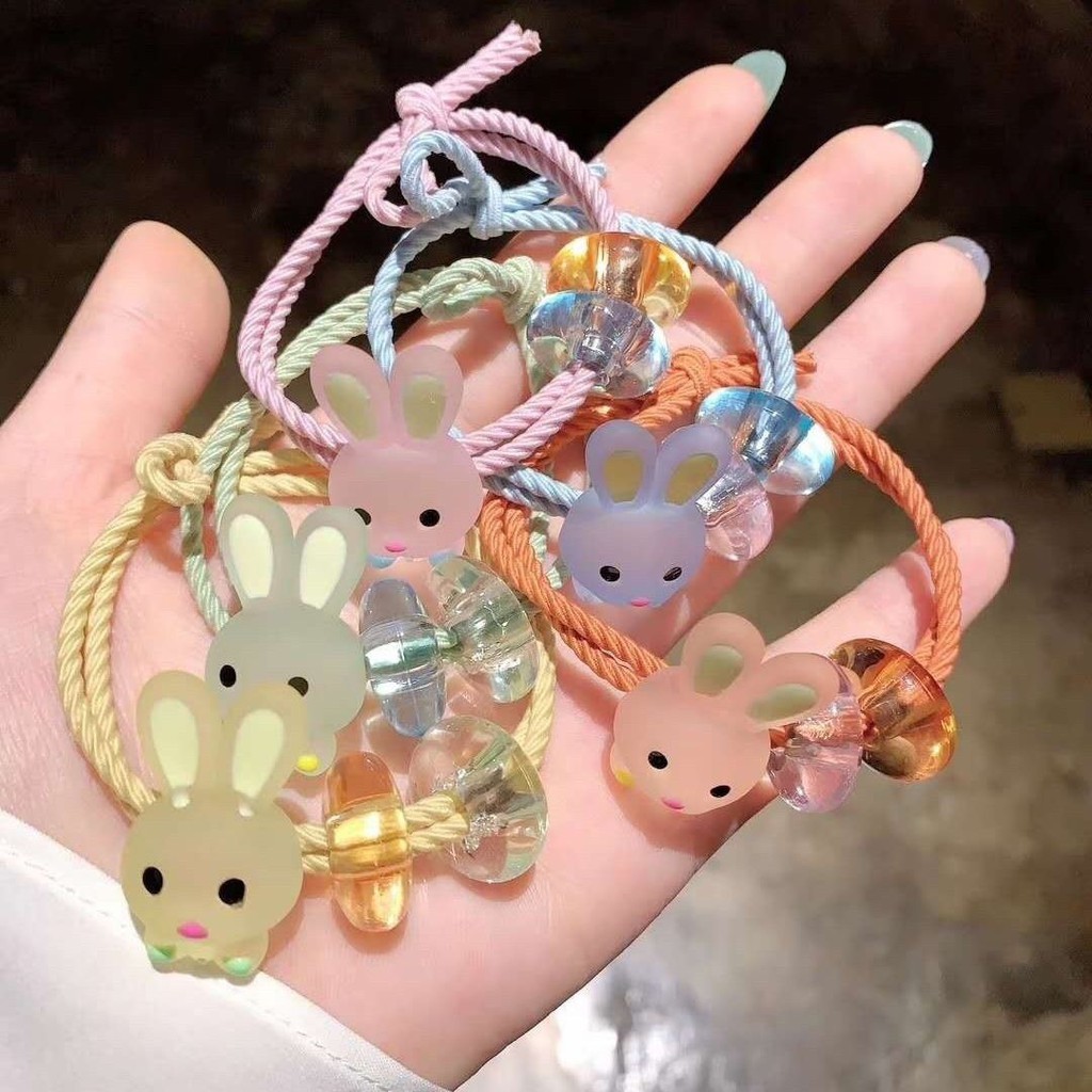 พร้อมส่ง-b-02-ยางรัดผมสไตล์เกาหลี-ยางรัดผมสุดฮิต-ยางรัดผมลายกระต่ายน้อย-ยางมัดผมแฟชั่นสําหรับสตรี