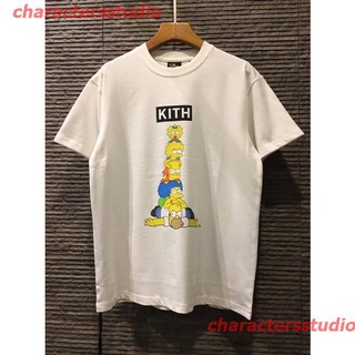 เสื้อยืดผ้าฝ้ายพิมพ์ลาย เสื้อยืด Kith X The Simpsons T-shirt เสื้อยืด ดพิมพ์ลาย ดผ้าเด้ง คอกลม cotton ความนิยม sale Unis