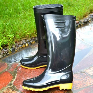 รองเท้าบูทกันฝนผู้ชายกลางแจ้งสูง 42 ซม. สีดำ กันน้ำ กันลื่น รองเท้าชาวประมง