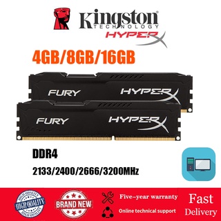 【พร้อมส่ง】Kingston Hyperx Fury แรมหน่วยความจํา 4GB 8GB 16GB DDR4 DIMM 2133 2400 2666 3200MHz 288Pin 1.2V RAM PC4-17000 19200 12800 21300 25600 สําหรับ PC