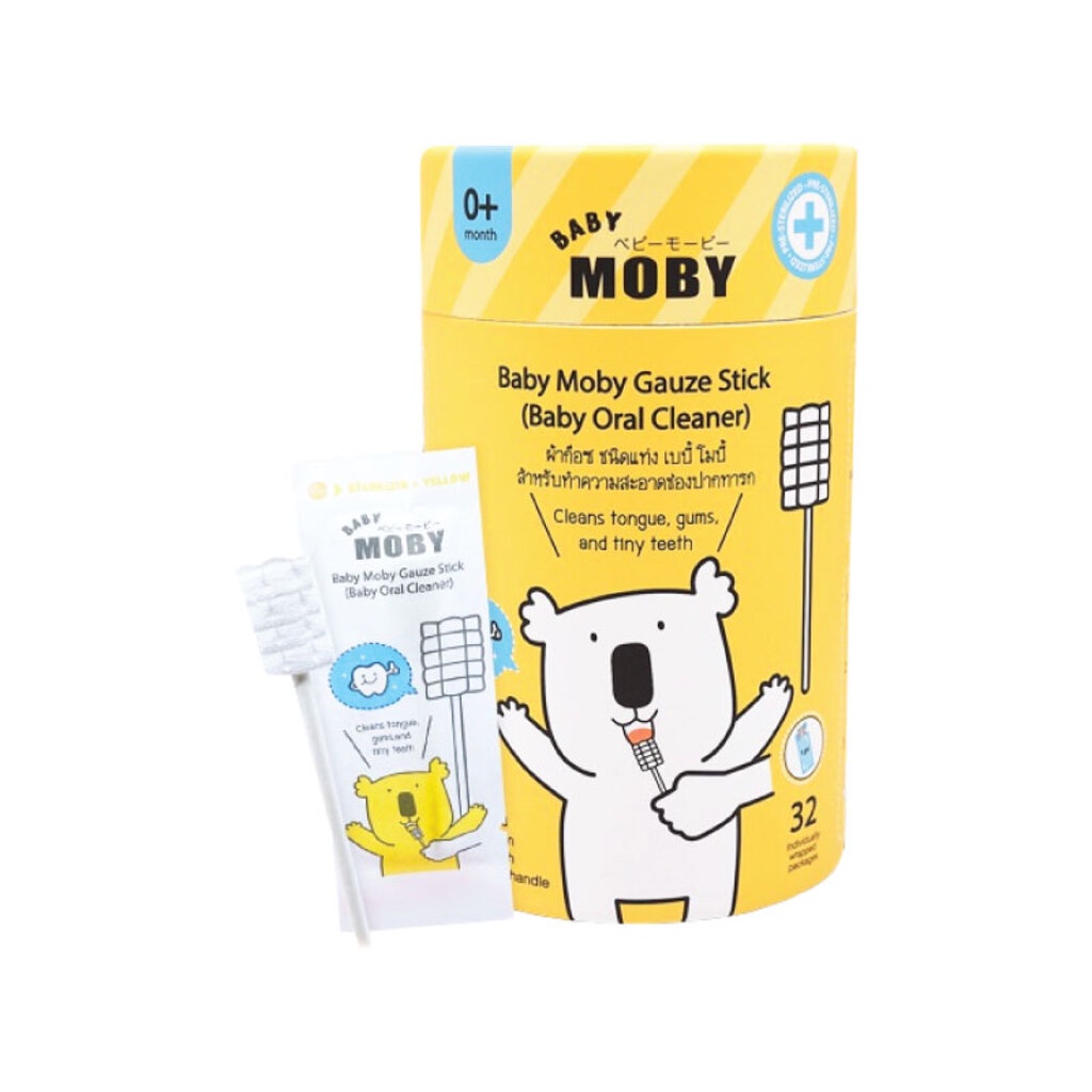 baby-moby-gauze-stick-ผ้าก๊อซ-แบบแท่ง-32-ซอง-ผ้าก๊อซเช็ดฟัน-เช็ดลิ้นเด็ก-เช็ดลิ้น