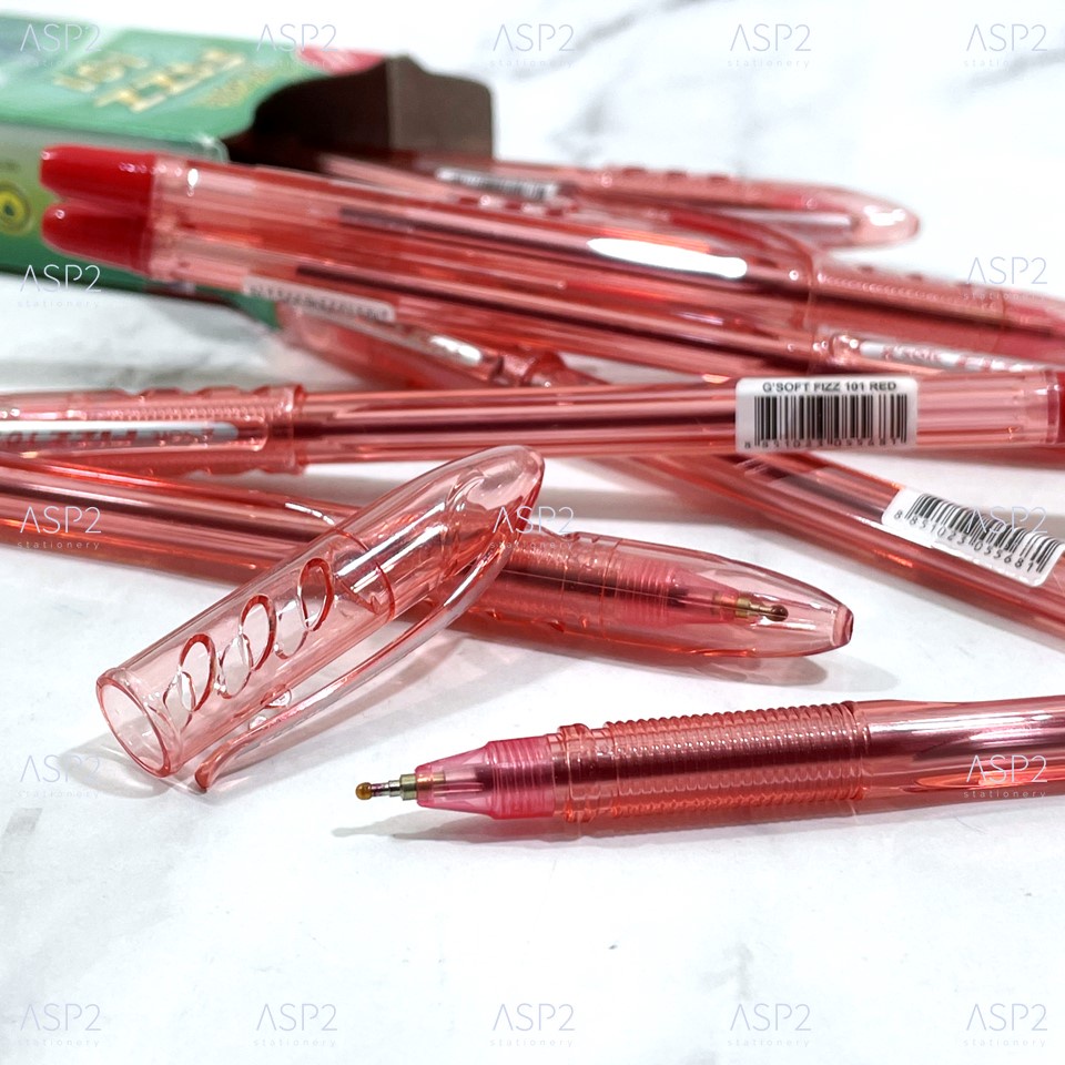 ยกกล่อง-12-ด้าม-ปากกา-ปากกาลูกลื่น-gsoft-0-38-มม-รุ่น-fizz-101-หมึกสีน้ำเงิน-แดง-คละสี