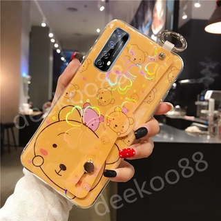 เคสโทรศัพท์ Realme Narzo 20 / Realme Narzo 20 Pro 2020 New Casing with Wristband Holder Silicone Phone Case TPU Cute Cartoon Bear  Back Cover for Realme Narzo 20Pro เคส