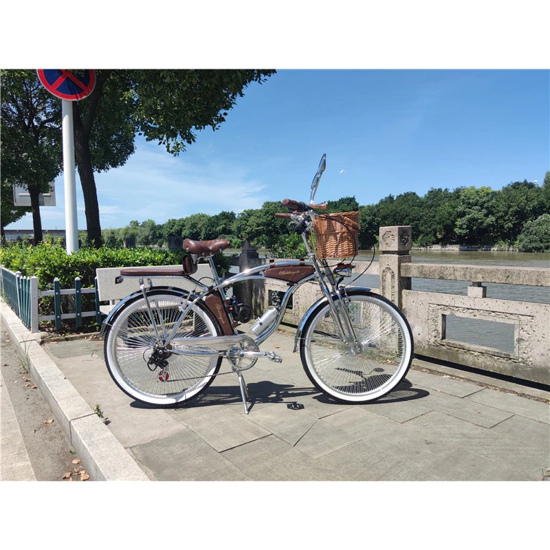 จักรยานครุยเซอร์-aok-bike-cruiser-beach-bike-เฟรมเหล็กชุบโครเมี่ยม-ตะเกียบคู่-เกียร์ชิมาโน่-7-สปีด-ล้อขนาด-26-นิ้ว