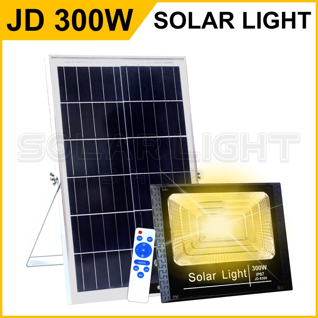 ภาพหน้าปกสินค้าJD ไฟโซล่าเซล solar light 55W 65W 120W 200W 300W 500W แสงสีเหลือง ไฟสปอตไลท์ กันน้ำ IP67 จากร้าน jinpinmall บน Shopee