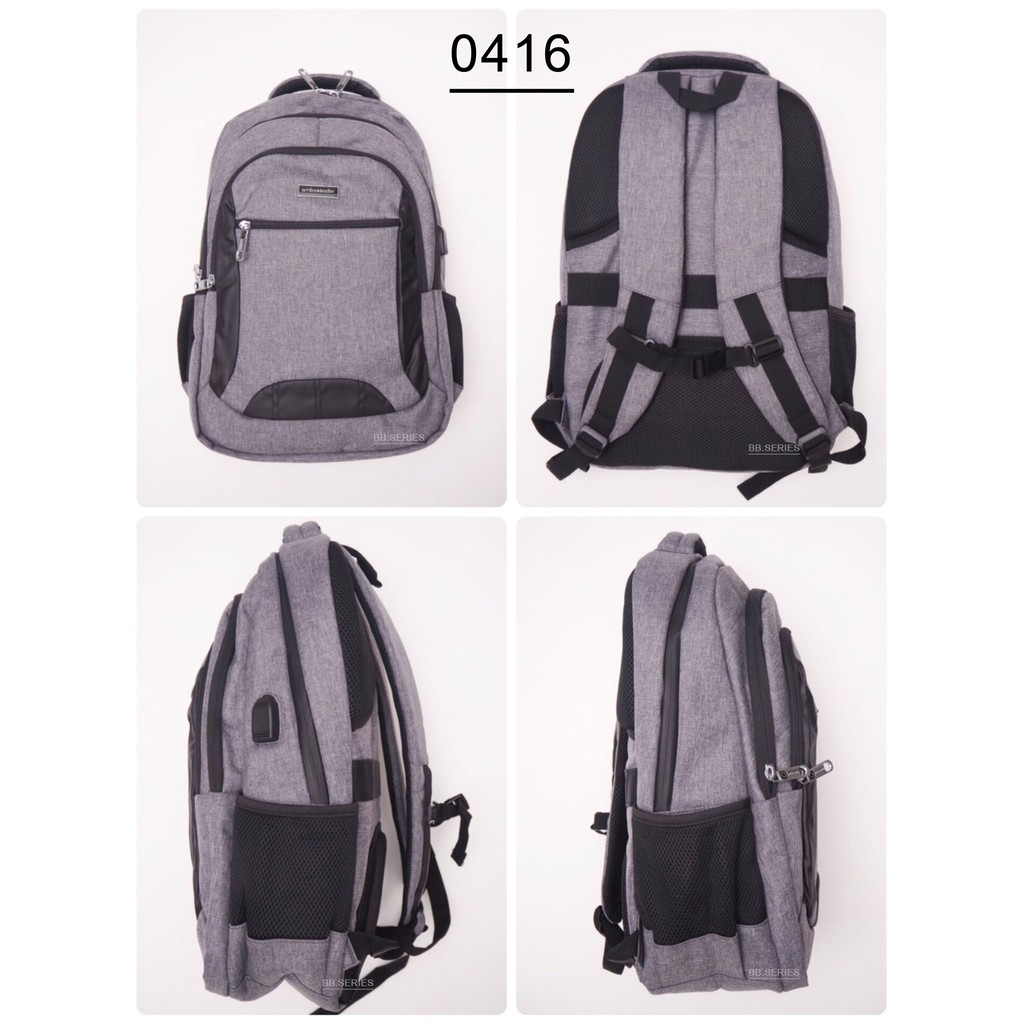 ambassador-backpack-กระเป๋าเป้ใส่คอม-กระเป๋าเป้ใส่โน็ตบุ๊ค-notebook-มีช่องเสียบ-usb-กันน้ำ-ช่องกระเป๋าเยอะ-ใส่ของได้มาก