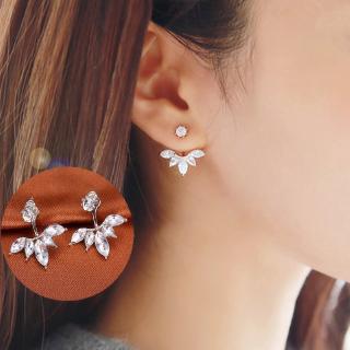 สินค้า Korean New Zircon Crystal Ear Cuff Clip Leaf Stud Earrings For Women Daisy Flower Piercing Earrings Fashion Jewelry Brincos