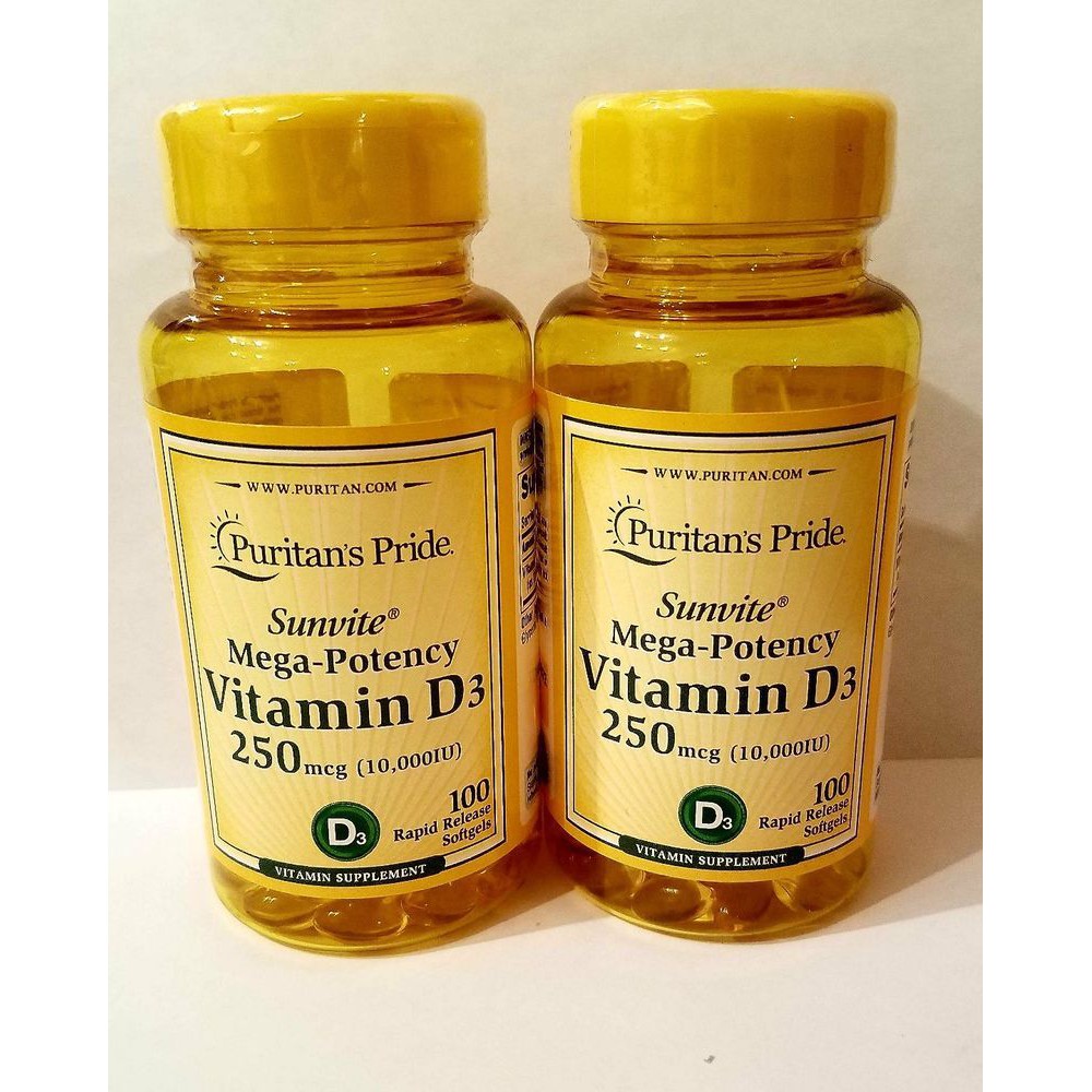 วิตามินดีสาม Vitamin D3 250 mcg (10,000 IU) 100 และ 200 Softgels