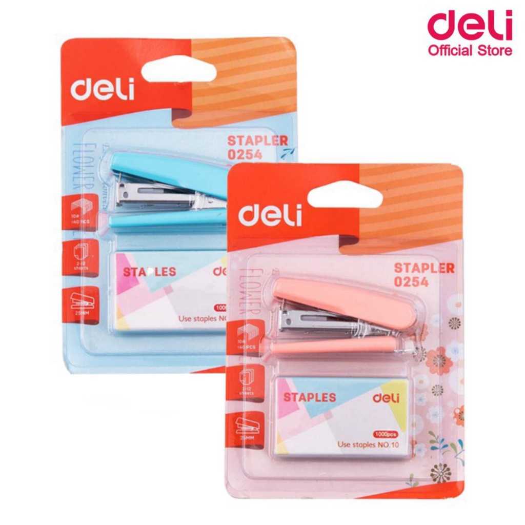 ชุด-เครื่องเย็บกระดาษ-ลวดเย็บกระดาษ-deli-0254-stapler-ใช้กับลวดเย็บ-เบอร์-10-1-ชิ้น