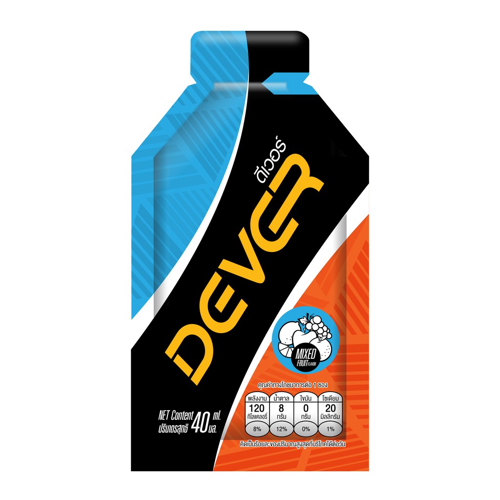 ภาพหน้าปกสินค้าDEVER ดีเวอร์ (vital energy) เครื่องดื่มให้พลังงาน เกลือแร่ สำหรับนักวิ่ง นักกีฬา ออกกำลังกาย ) 40 ML ผลไม้รวม 24 ซอง จากร้าน deverenergygel บน Shopee