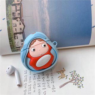 ภาพขนาดย่อสินค้าเคสหูฟังบลูทูธไร้สายสําหรับ apple airpods 1 2 3 pro Cute Cartoon Ponyo on The Cliff Miyazaki Hayao