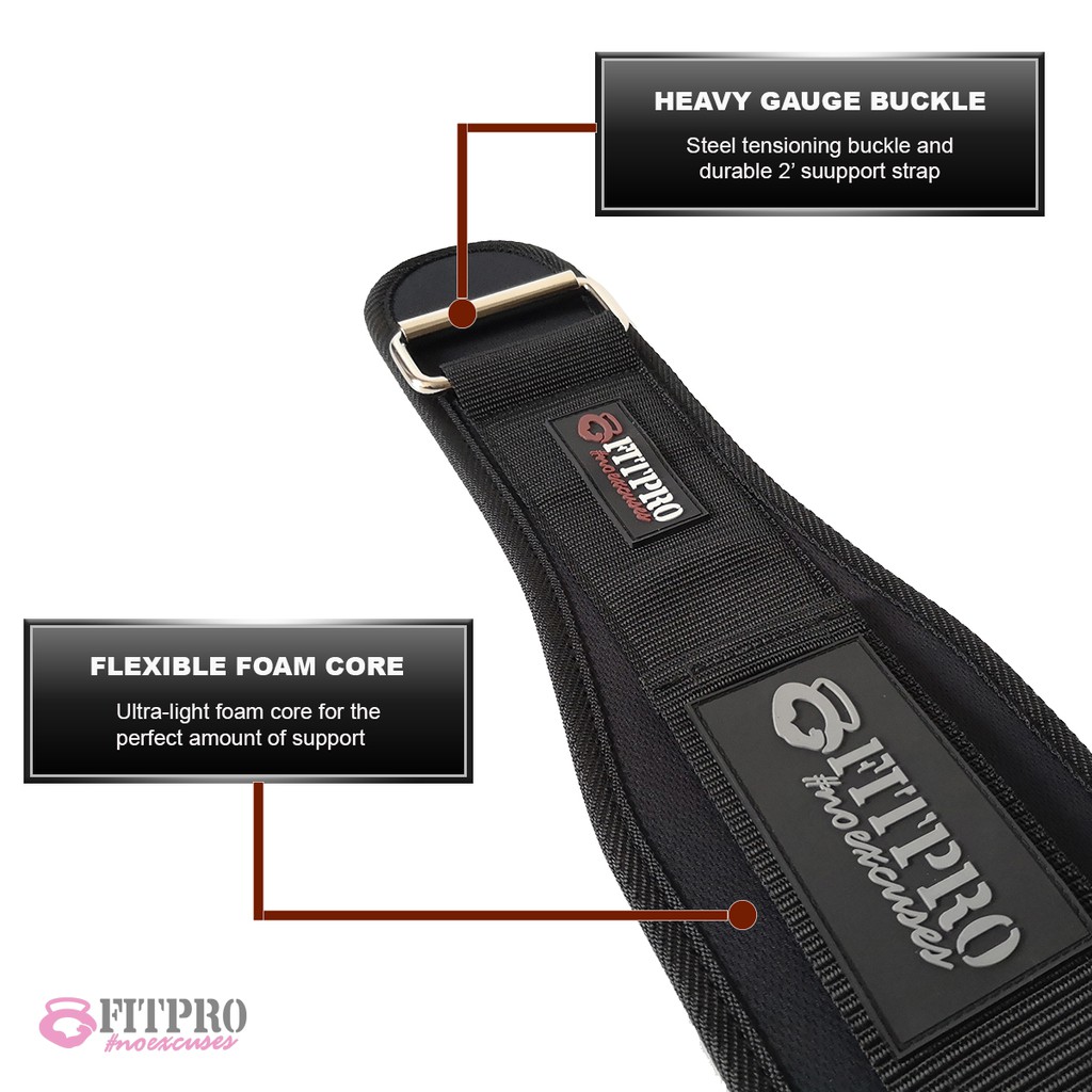 เข็มขัดออกกำลังกาย-fitpro-nylon-weightlifting-belt-for-crossfit-ฺdeadlift-squat-and-body-building