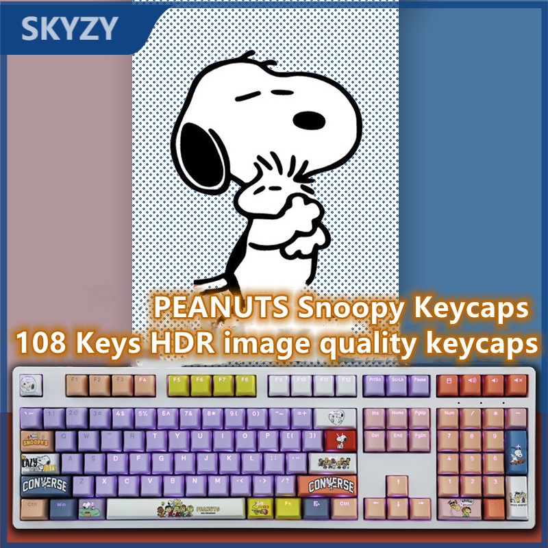 Snoopy Keycap Cherry Profile ธีมถั่วลิสงน่ารักอะนิเมะ PBT Dye Sub ...