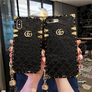 Samsung S20 plus S20Ulta A81 A91 S8 S9 S10 plus S10E Note 8 note 9 10 Note10 plus Gucci Lanyard Chain Square Phone Case เคสมือถื