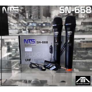 NTS SN668 ไมค์ลอยคู่ UHF ปรับความถี่ได้ ความถี่ใหม่ กสทช SN-668 เครื่องรับเล็ก SN 668 ไมค์ลอยUHF ใช้ถ่าน AA