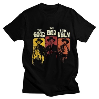 เสื้อยืดผ้าฝ้ายพิมพ์ลายคลาสสิก เสื้อยืดแขนสั้น พิมพ์ลาย The Good The Bad And The Ugly Tees Clint Eastwood สไตล์คลาสสิก ส