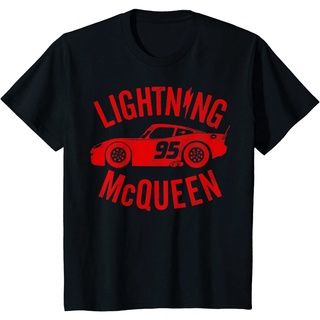 เสื้อยืดผ้าฝ้ายพรีเมี่ยม เสื้อยืด พิมพ์ลายกราฟิก Disney Pixar Cars Lightning McQueen สไตล์วินเทจ