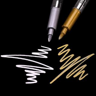 ปากกามาร์กเกอร์ สีเมทัลลิก กันน้ํา สีทอง และสีเงิน ขนาด 1.5 มม. สําหรับวาดภาพระบายสี งานฝีมือ DIY