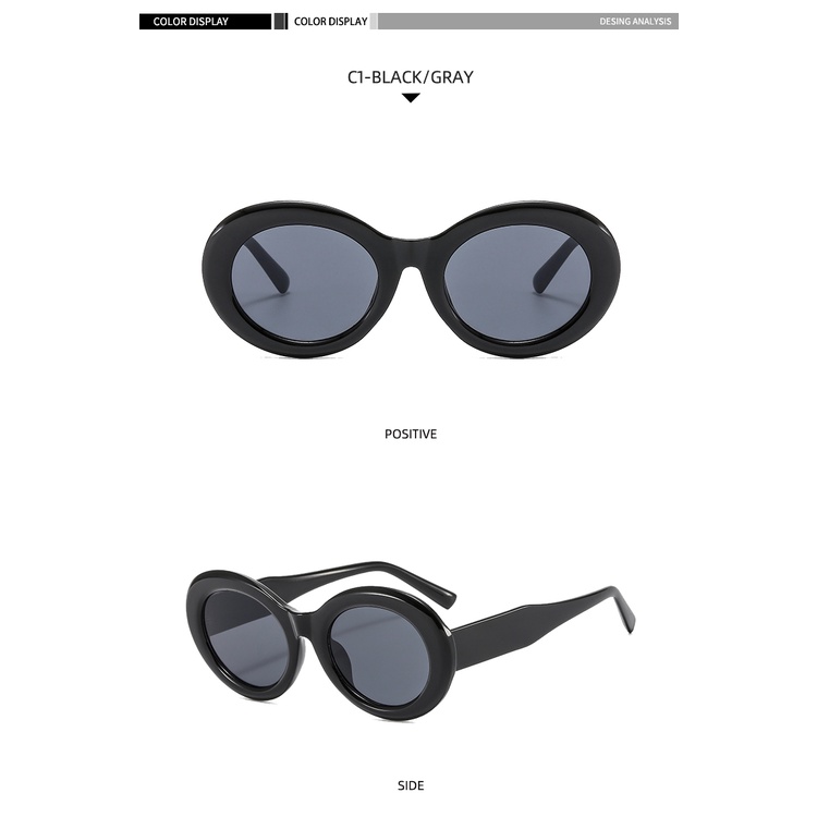 2021-แว่นตากันแดดแฟชั่นกรอบแว่นโลหะทรงรีสไตล์ยุโรปและอเมริกา